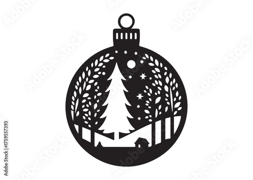 christmas ornament logo silhouette vector, ornament decoration silhouette vector illustration, christmas bauble vector silhouette, christmas ball decorative logo silhouettes vector 
