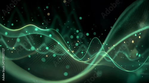 Green sound waves on black
