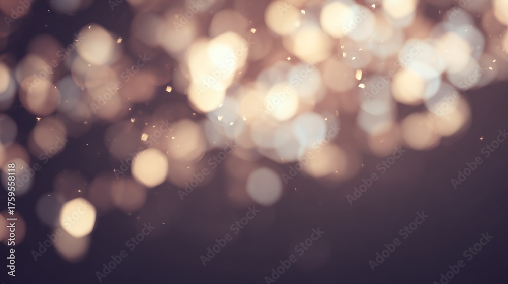 Fototapeta premium Warm golden bokeh lights creating a soft abstract background.