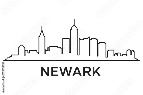 Newark Line Art skyline silhouette. Black Newark city design. with white background