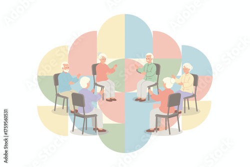 Seniors doing seated tai chi or qigong Promotes health mindfulness and community for active aging