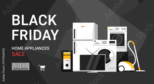 Black Friday Home Appliances Sale banner Discount event shopping graphic
