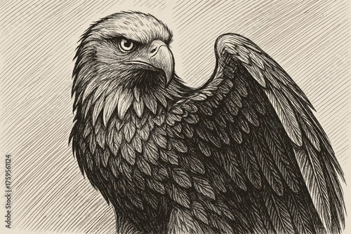 Hatch eagle shaded vector hatching eyes portrait parallel illustration textures feather bold