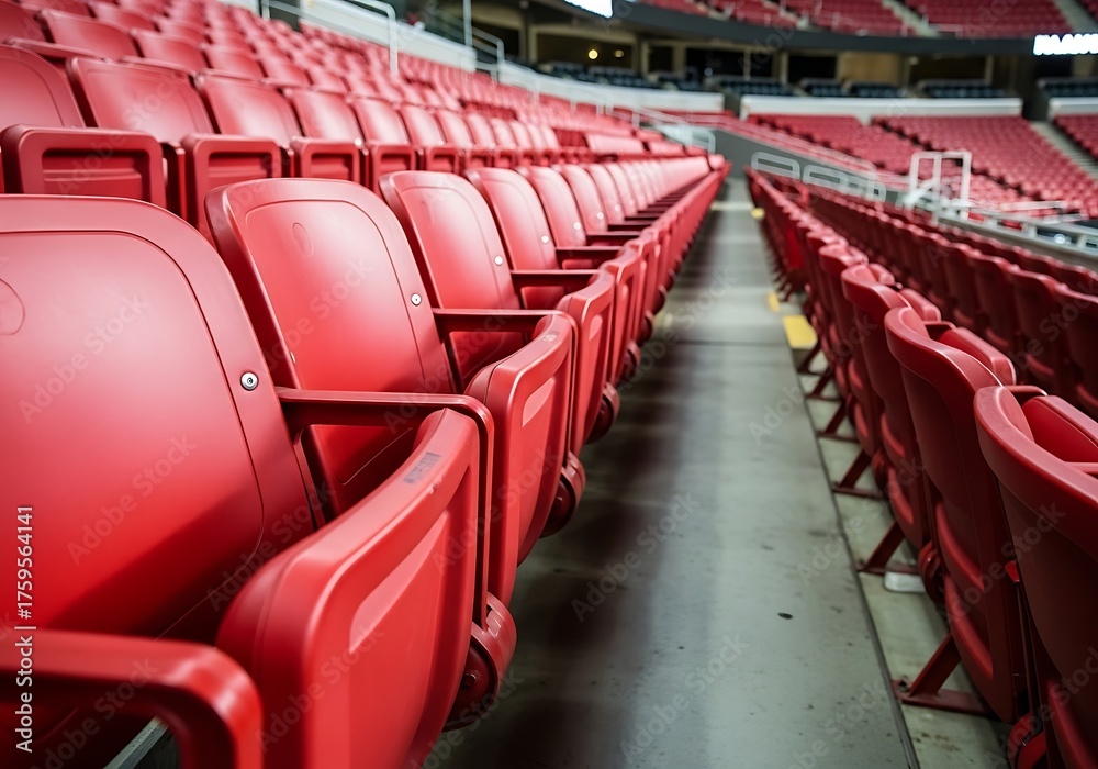 Obraz premium Empty Red Stadium Seats Perspective