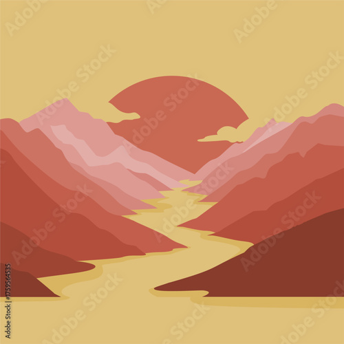 vector mountain landscape illustration template