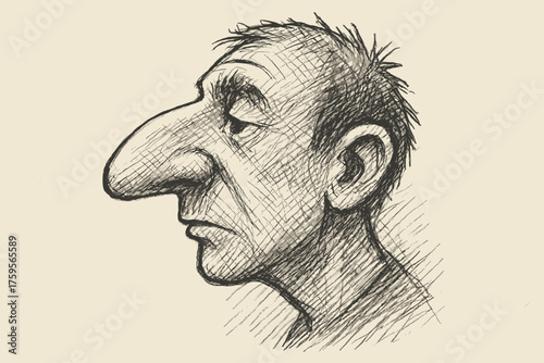 Adding contour doodleface depth illustration to profile side vector exaggerated sketch