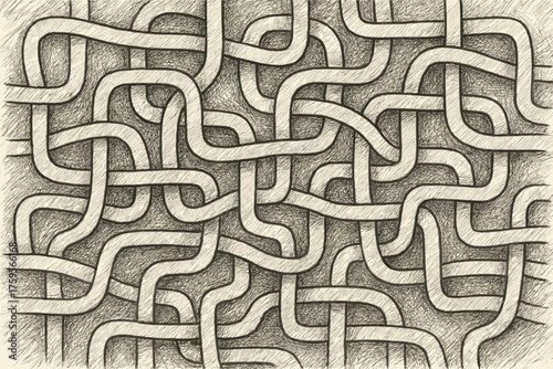 Layered sketch subtle freeline illustration paths creating depth vector shading maze freehand
