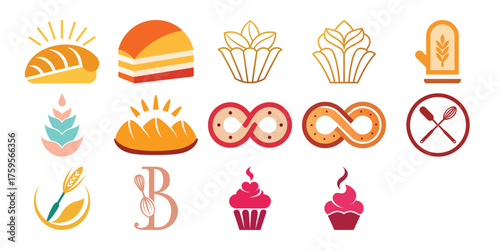 Set of bakery logo icon.  bakery logo icon set.