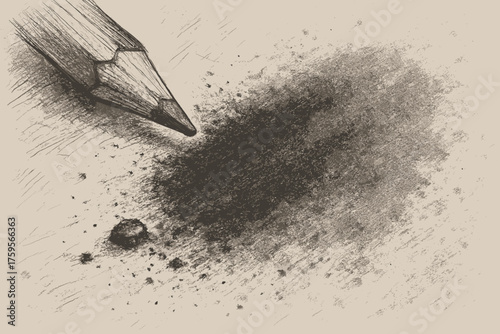 Smudged rough art illustration into vector scattered soft texture broken graphite dust