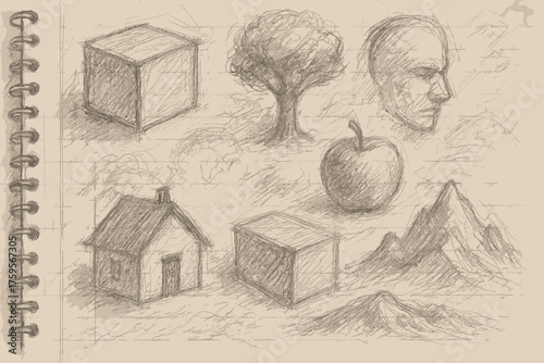 Sketch new page erased faintly notebook layers layered smudges vector blending illustration