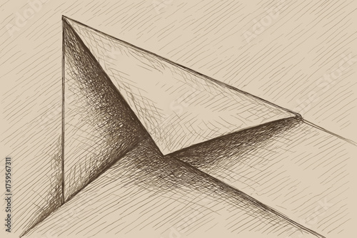 Paper vector detailed crosshatching overlapping triangular layers shading illustration fold dimension