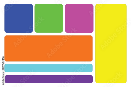 Colorful Rounded Rectangles Arranged in a Grid Layout With White Background abstract blue