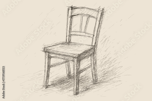 Side missing roughdraft drawing under vector concept shading dark chair lines illustration