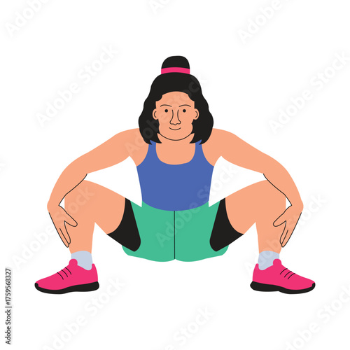 Athlete bending forward to stretch hamstring muscles illustration