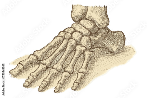 Outward sketch textures vector foot human toes bone bones illustration crosshatching