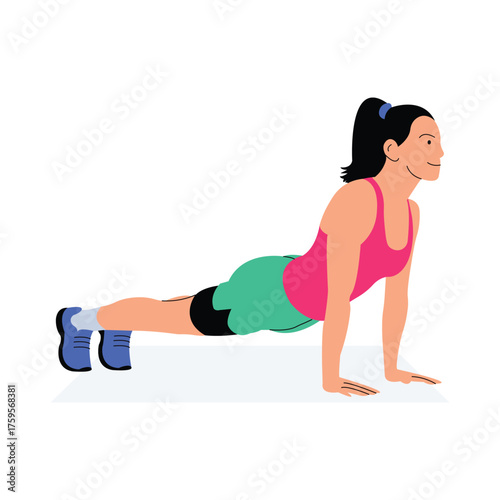 Woman practicing cobra pose to strengthen back and open chest illustration