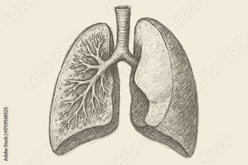Texture capturing lung anatomical bronchial anatomy patterns sketch human illustration vector