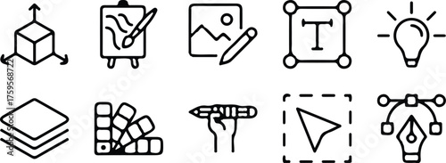 graphic design line outline icons set vector design illustration art