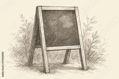 Foliage vector outdoor faint details surrounded rustic chalkboard cloudy illustration smudges visible