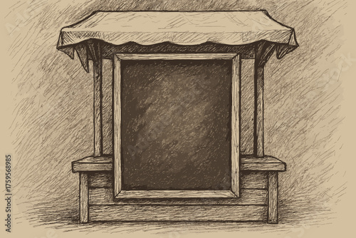 Emphasized chalkboard chalk fair booth faint illustration background rustic drawn vector shading