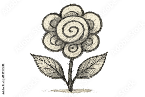 Stem giving whimsical illustration pencil flower sketch vector playful abstract strokes leafy