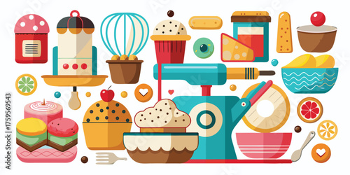 Vector art of baking and pastry making elements illustration, best for cooking design and art