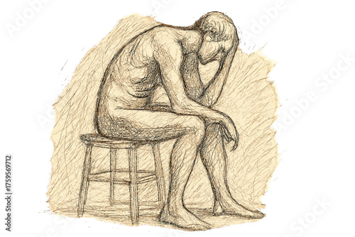 Emphasizing drawn illustration seated lines gestural weight quick study figure vector stool