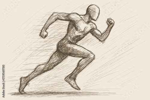 Figure lines sketch running shading motion vector dynamic angled illustration energetic