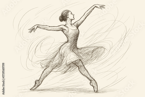 Loose illustration dancer lines shading flowing graceful applied s hatching sketch curved