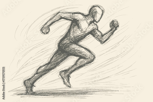 Suggested posture illustration loose running vector curved sketch strokes dynamic