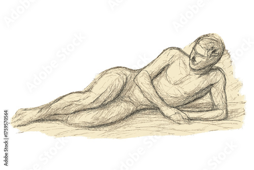 Figure outlines vector form illustration reclining fast to pencil indicate sketch