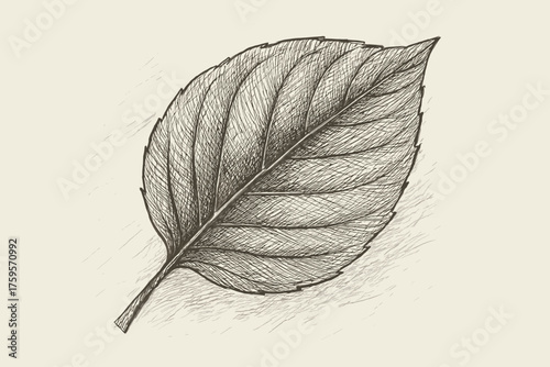 Drawing lines strokes vector illustration emphasized contour fine shaded leaf