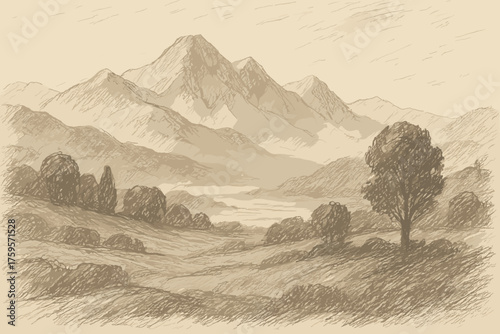 Mountain tonal vector to atmospheric create landscape illustration shading depth background