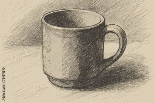 Shading layered life vector ceramic illustration mug sketch shadows creating still