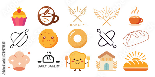 Set of bakery logo icon.  bakery logo icon set.