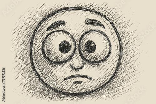 Cartoon illustration eyes shading vector handdrawn face sketch oversized uneven round