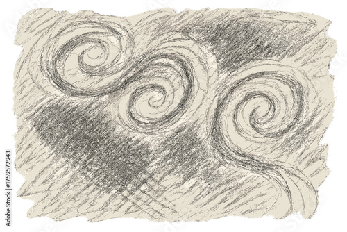 Composition sketch loose chalk vector jagged abstract shading uneven illustration scribble swirls