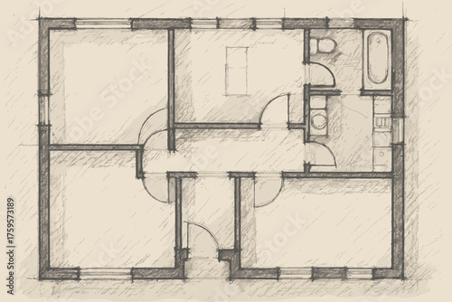 Pencil outlines architectural shading vector multiple illustration contour draft strokes sketch uneven