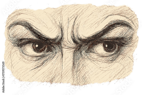 Vector expressive pencil curved alone eyes abstract suggesting illustration sketch