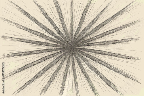 Vector pencil illustration shading line forming straight pattern rough radiating radiant starburst
