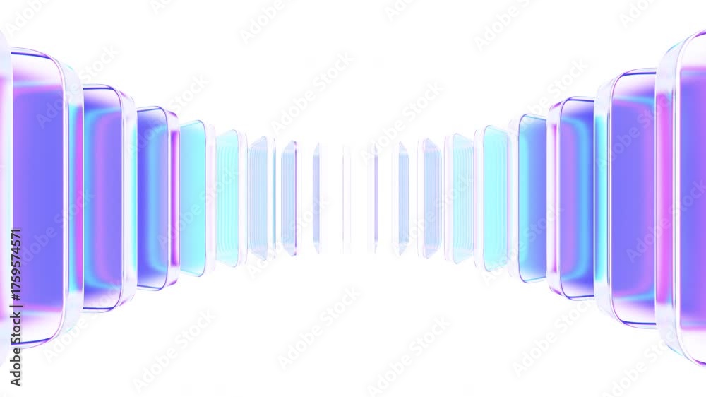 Abstract animation, blue and purple glass blocks, 4k looping video, 3d render