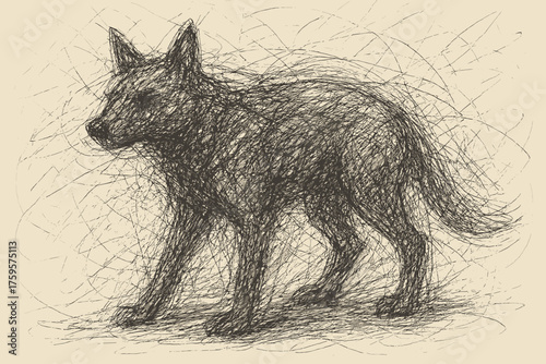 Shading abstract forming layered scribbled figure lines animal uneven illustration scribbles vector