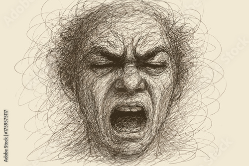 Tonal shading texture swirling vector face entirely illustration muted expressive scribble