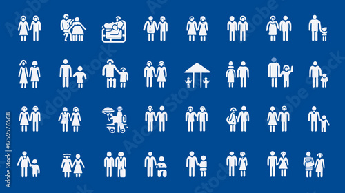 Diverse Family Icons - A Collection of Pictograms Representing Various Family Structures.