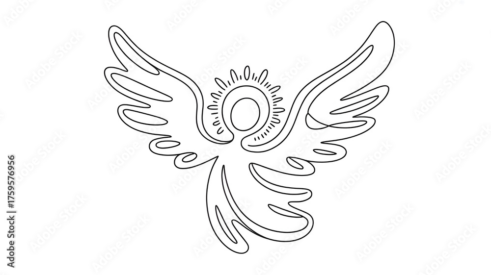 Fototapeta premium Elegant winged angel outline evokes peace and hope for spiritual designs and art projects