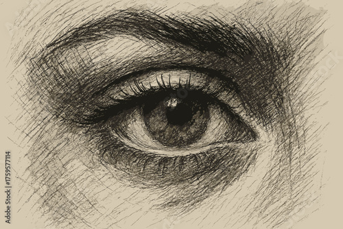 Around illustration human fine charcoal vector lashes shadows iris smudged eye