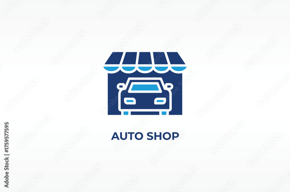 Obraz premium AUTO SHOP vector, icon or logo sign isolated symbol illustration