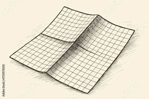 Fold along vector paper graph perspective shading folded square illustration