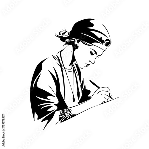 A tattoo artist concentrating while drawing a design, representing creativity, art, and personal expression in the tattoo industry.