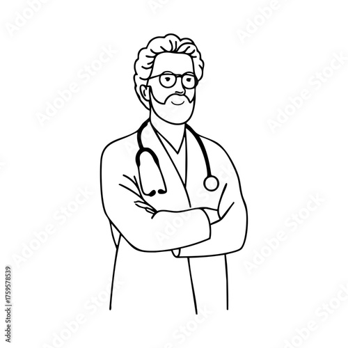Experienced doctor with stethoscope standing confidently, representing trust, medical expertise, and patient care.